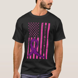 Bröstcancer Medvetenhet Amerikansk Flagga vänner T Shirt