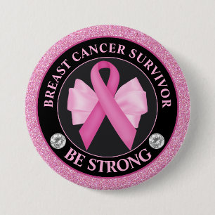 Bröstcancer Medvetenhet Band Survivor Knapp