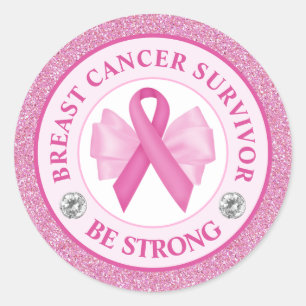 Bröstcancer Medvetenhet Band Survivor Runt Klistermärke