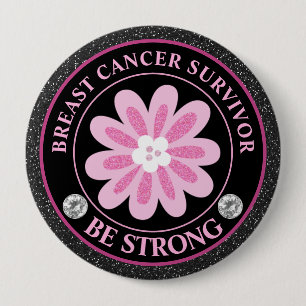 Bröstcancer Medvetenhet Blomma Överlevare Knapp