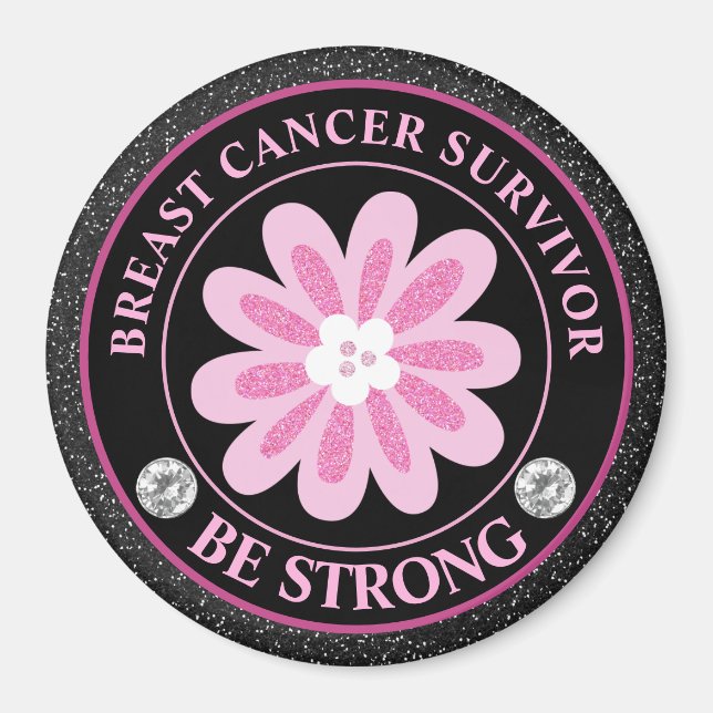 Bröstcancer Medvetenhet Blomma Överlevare Magnet (Framsidan)