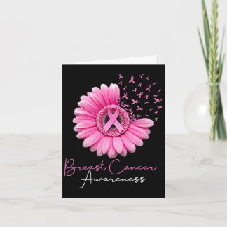Bröstcancer medvetenhet Blommigt Rosa Rosett band Kort