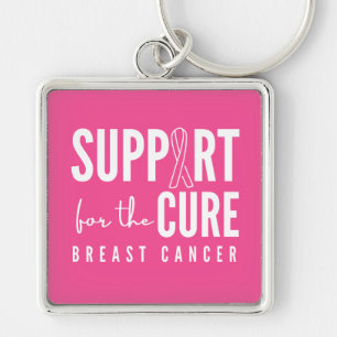 bröstcancer medvetenhet botar rosa Keychain Fyrkantig Silverfärgad Nyckelring