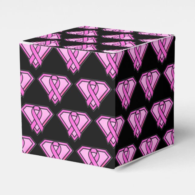 Bröstcancer Medvetenhet Diamant Logotyp Svart Presentaskar (Framsidan Sidan)