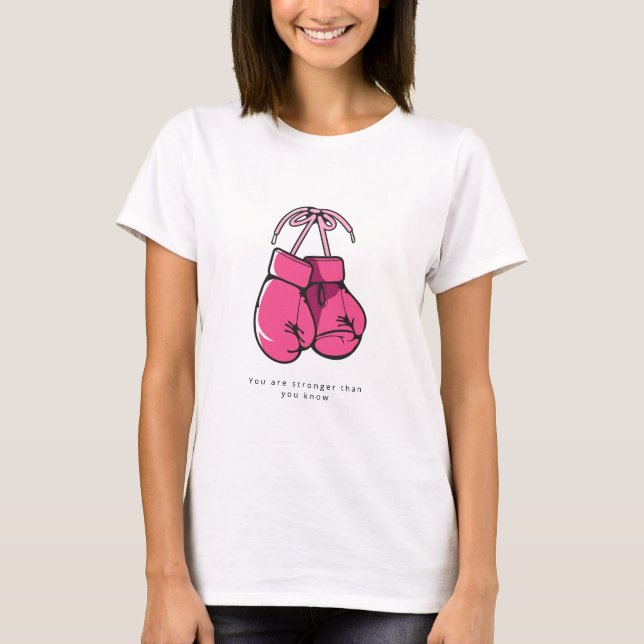 Bröstcancer medvetenhet ger cancerkvinnor bra t shirt (Framsida)