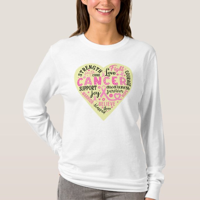 Bröstcancer medvetenhet Heart Shirt T Shirt (Framsida)