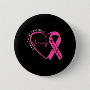 Bröstcancer Medvetenhet Hjärtat Rosa Band Stöd Knapp