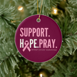 bröstcancer medvetenhet hoppas att en prydlig jul julgransprydnad keramik