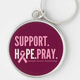 bröstcancer medvetenhet hoppas be Keychain rosa Rund Silverfärgad Nyckelring