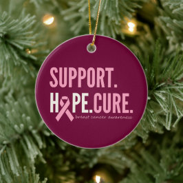 bröstcancer medvetenhet hoppas på prydlig jul julgransprydnad keramik