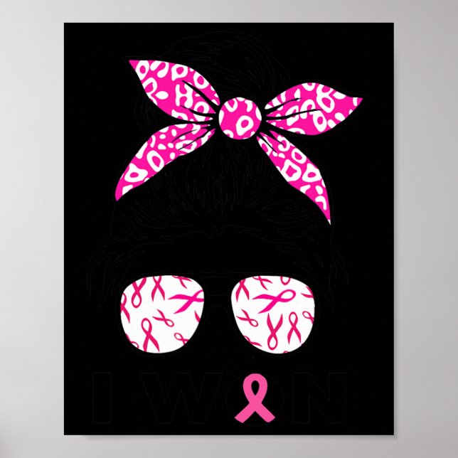 Bröstcancer Medvetenhet Leopard Retro I Won Kvinno Poster (Framsidan)
