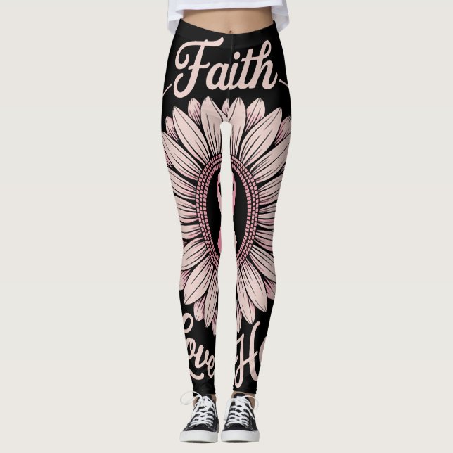 bröstcancer medvetenhet månad tro hopp botemedel leggings (Framsida)