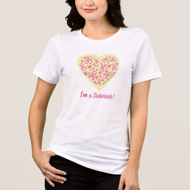 Bröstcancer Medvetenhet om Rosett band Heart T Shirt (Framsida)