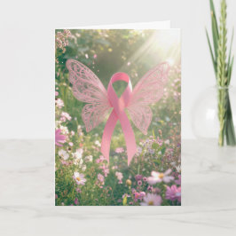 Bröstcancer Medvetenhet Rosa Band Fjäril Kort