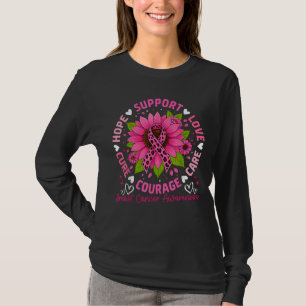 Bröstcancer Medvetenhet Rosa Band Solros Hopp T Shirt