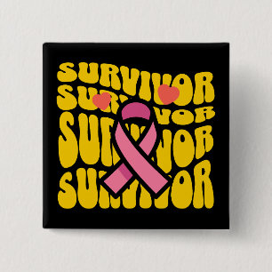 Bröstcancer Medvetenhet Rosa Band Survivor Knapp