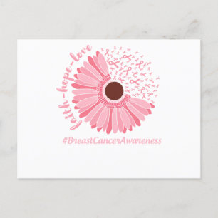 Bröstcancer Medvetenhet Rosa Blomma Meddelande Vykort