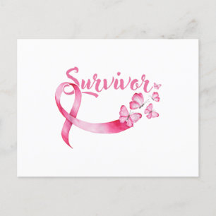 Bröstcancer Medvetenhet Rosa Fjärilar Band Meddelande Vykort
