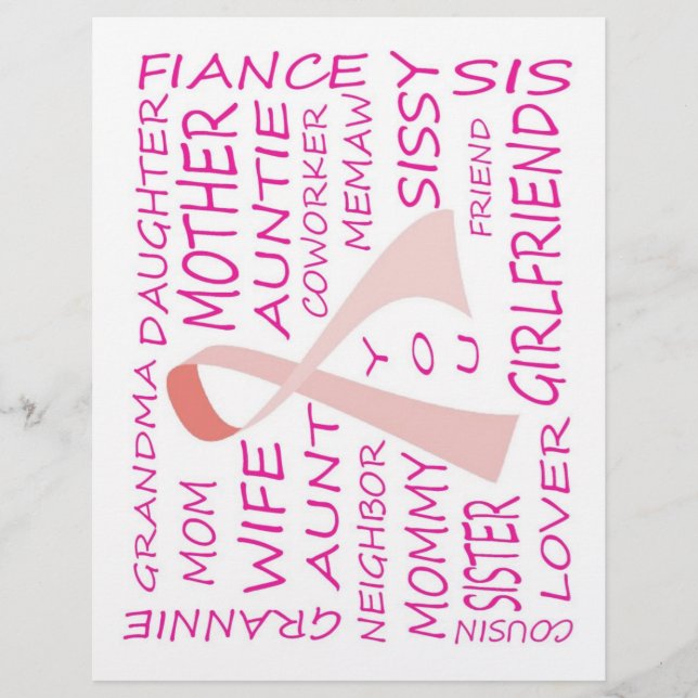 BRÖSTCANCER-MEDVETENHET ROSA RIBBON DESIGN REKLAMBLAD (Framsidan)