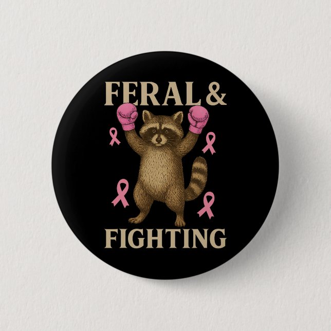 Bröstcancer medvetenhet Squad Feral och Fighter Fu Knapp (Framsida)