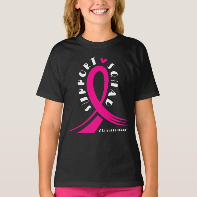 Bröstcancer medvetenhet Squad Rosa Ribbon T Shirt (Framsida)