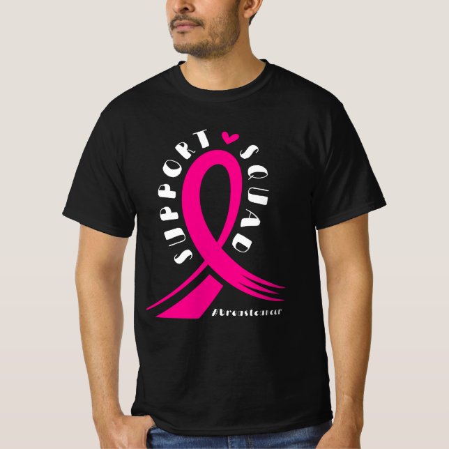 Bröstcancer medvetenhet Squad Rosa Ribbon T Shirt (Framsida)