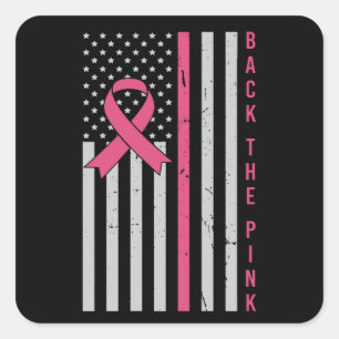Bröstcancer Medvetenhet Stöd det Rosa USA Patriot Fyrkantigt Klistermärke