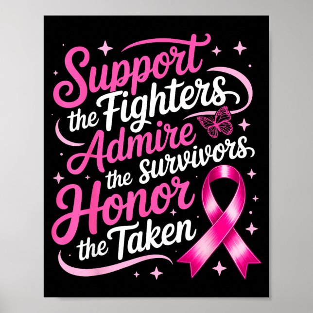 Bröstcancer Medvetenhet Stöd Fighters Bewundra Poster (Framsidan)
