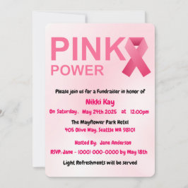 Bröstcancer medvetenhet Team Rosa Ribbon Personali Inbjudningar