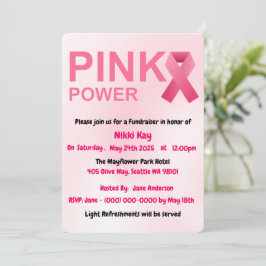 Bröstcancer medvetenhet Team Rosa Ribbon Personali Inbjudningar