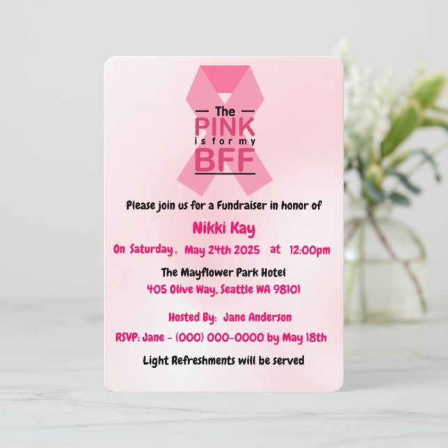 Bröstcancer medvetenhet Team Rosa Ribbon Personali Inbjudningar (Stående Fram)