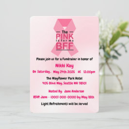 Bröstcancer medvetenhet Team Rosa Ribbon Personali Inbjudningar