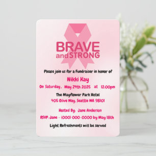 Bröstcancer medvetenhet Team Rosa Ribbon Personali Inbjudningar