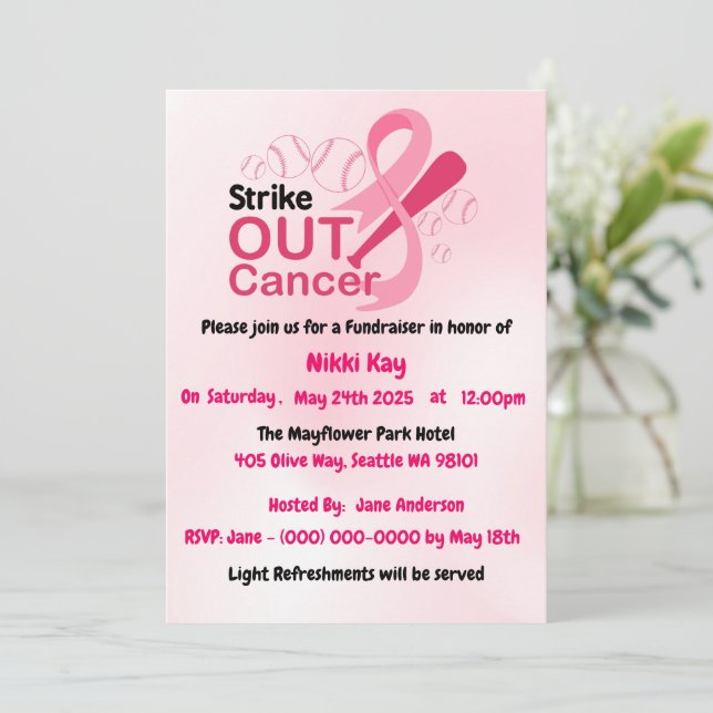Bröstcancer medvetenhet Team Rosa Ribbon Personali Inbjudningar (Stående Fram)