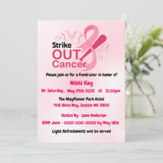 Bröstcancer medvetenhet Team Rosa Ribbon Personali Inbjudningar