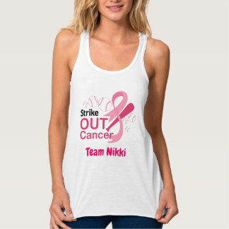 Bröstcancer medvetenhet Team Rosa Ribbon Personali Linne Med Racerback