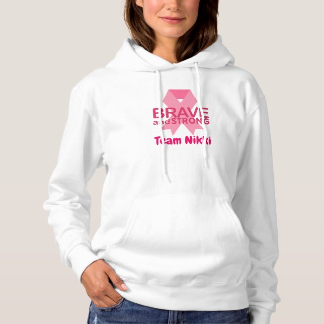 Bröstcancer medvetenhet Team Rosa Ribbon Personali T Shirt (Framsida)