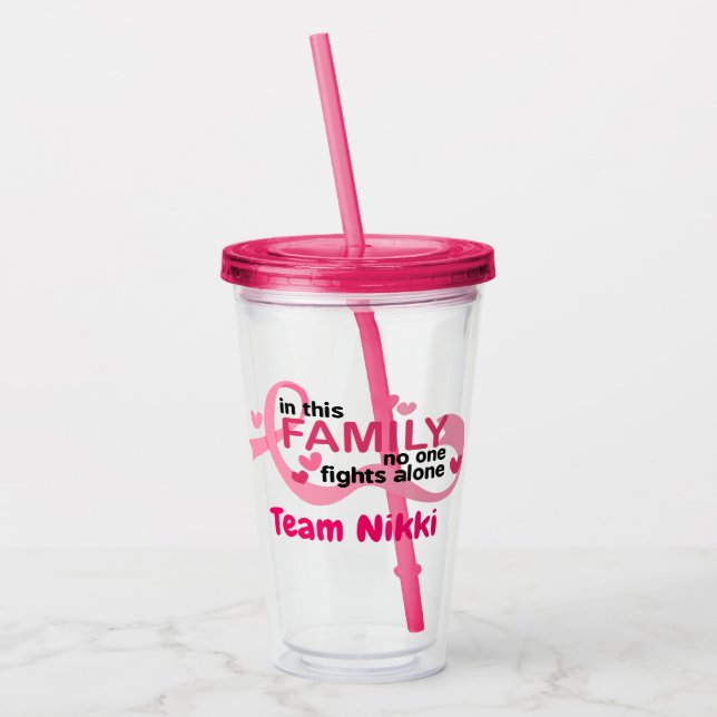 Bröstcancer medvetenhet Team Rosa Ribbon Personali Take Away Mugg (Vänster)
