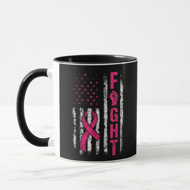 Bröstcancer Medvetenhet USA Flagga Mugg (Vänster)