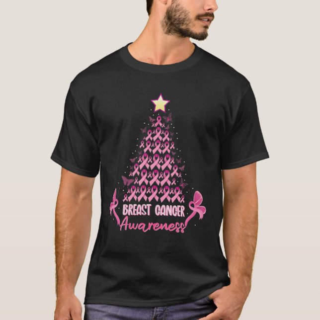 Bröstcancer Ornament Dekoration Julgran S T Shirt (Framsida)