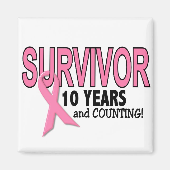 BRÖSTCANCER ÖVERLEVANDE 10 år och räkningar Magnet (Framsidan)