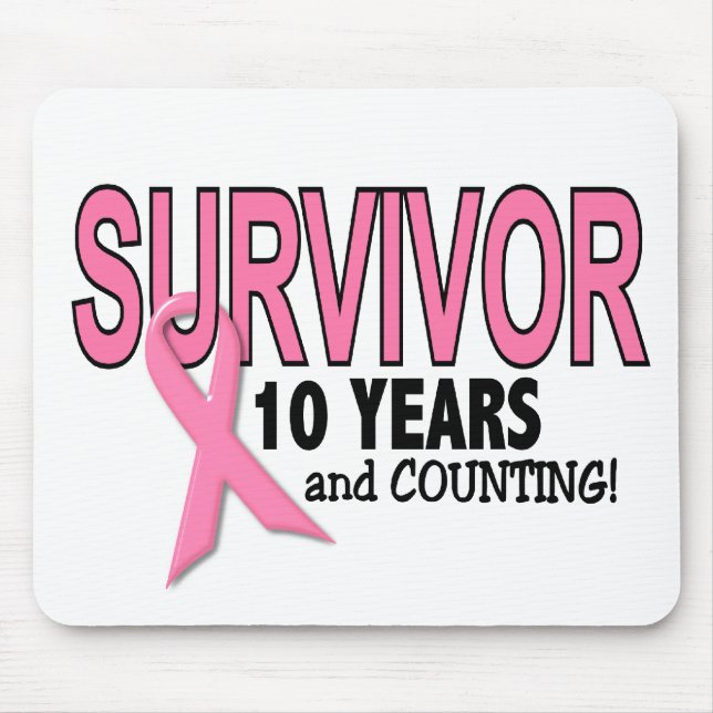 BRÖSTCANCER ÖVERLEVANDE 10 år & räkna Musmatta (Framsidan)