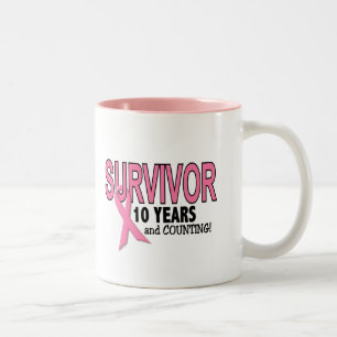 BRÖSTCANCER ÖVERLEVANDE 10 år & räkna Två-Tonad Mugg