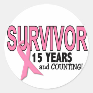 BRÖSTCANCER ÖVERLEVANDE 15 år och räkningar Runt Klistermärke