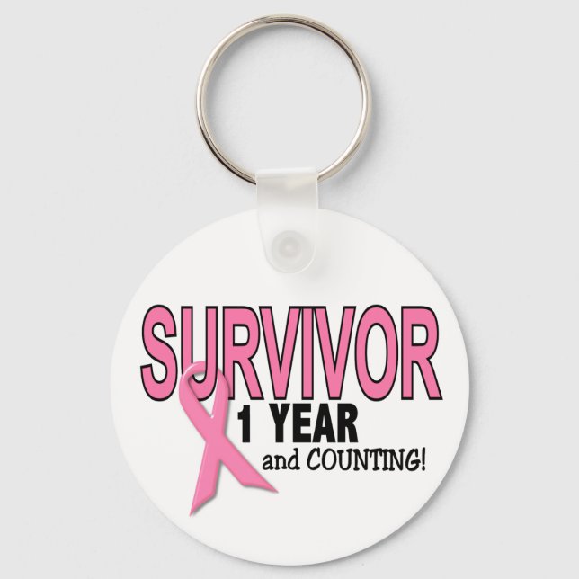 BRÖSTCANCER ÖVERLEVANDE 1 år och räknare Nyckelring (Framsida)