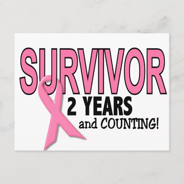 BRÖSTCANCER ÖVERLEVANDE 2 år och räkning Vykort (Framsida)