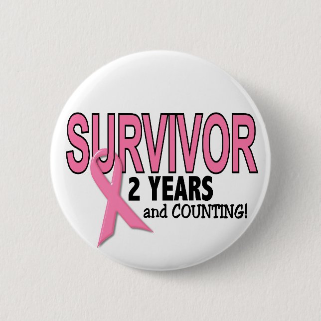 BRÖSTCANCER ÖVERLEVANDE 2 år & räkna Knapp (Framsida)