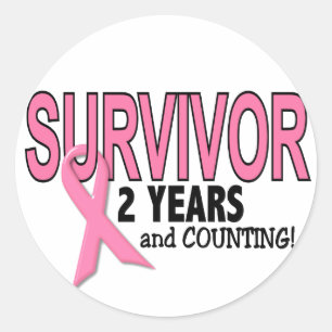 BRÖSTCANCER ÖVERLEVANDE 2 år & räkna Runt Klistermärke