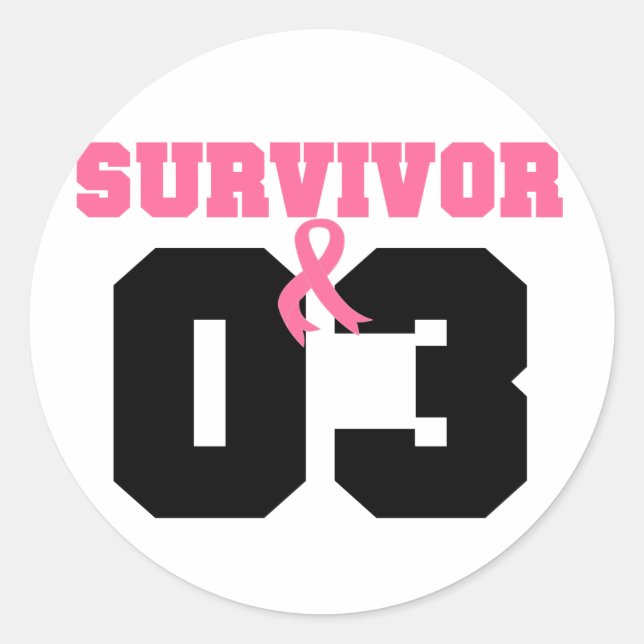 Bröstcancer överlevande 3 år runt klistermärke (Framsida)