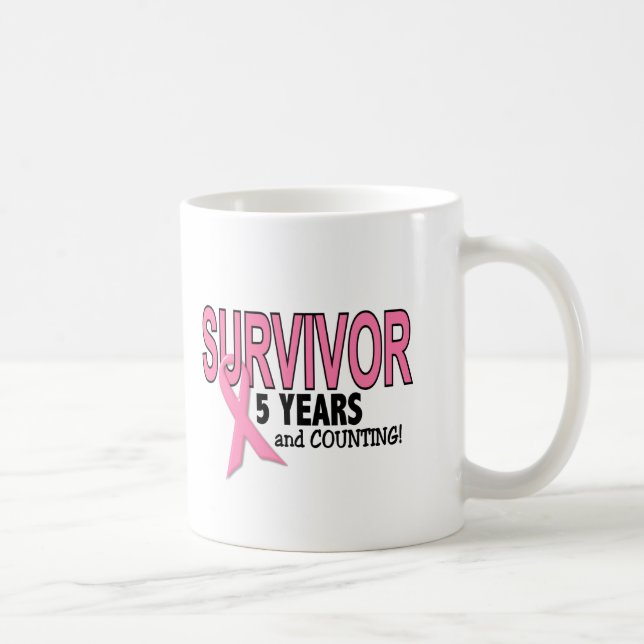 BRÖSTCANCER ÖVERLEVANDE 5 år & räkna Kaffemugg (Höger)